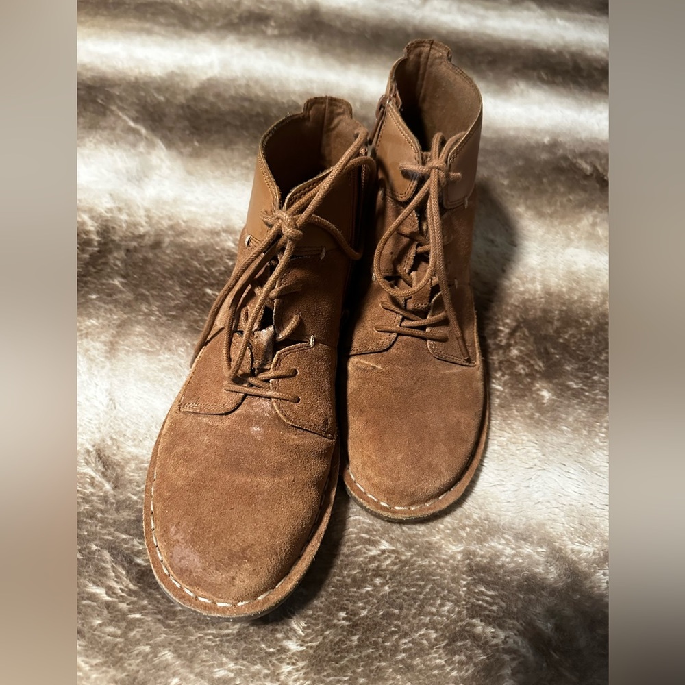 Clarks Suede/ Leather Lace up Angle Boots